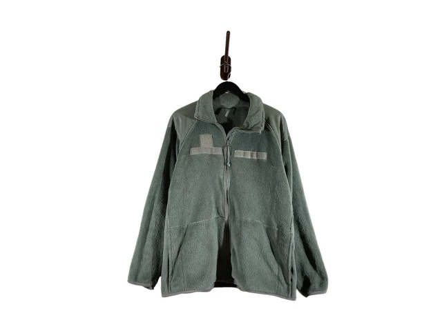 Military Style Army Fleece Jacket Polartec Zip Up Fuzzy USA Green Gray NO SIZE