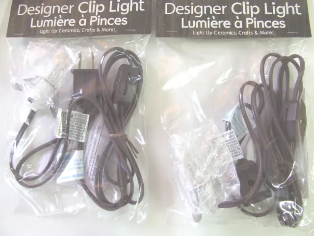 2 Single Clip Light Villages Crafts Etc BROWN CORD NEW on/off Replacement Light