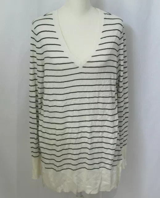 NWT Maison Jules Oversize Striped Long Sleeve V Neck Sweater M