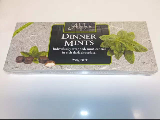 250g Alpha Dinner Mints, mint centres in rich dark chocolate