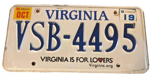 Virginia License Plate VSB-4495 Tags Plates VA Is For Lovers