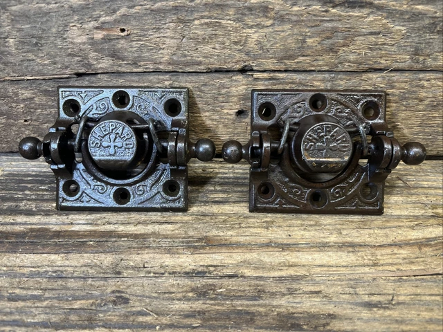 Antique Shepard Victorian Cast Iron Door Spring Hinges Set of 2