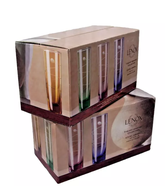 Lenox Tuscany Seasons 16 Pastel 2.5 oz Crystal Cordials NIB