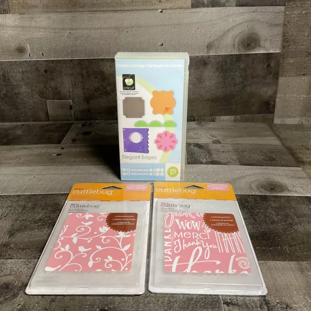 Cartucho Cricut Elegant Bordes Formas ~ 2 Carpetas En relieve Cricut Cuttlebug Nuevo