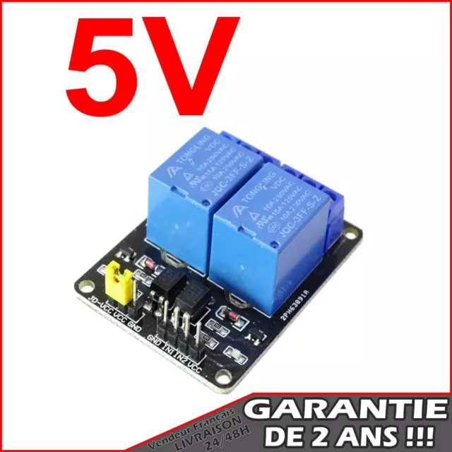 Module 2 Relais 5V 2 Canal Canaux Optocoupleurs Arduino Raspberry (1075)