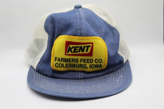 Vintage Kent Feed Men's Advertising Hat Cap Mesh Snapback Colesburg Iowa Blue