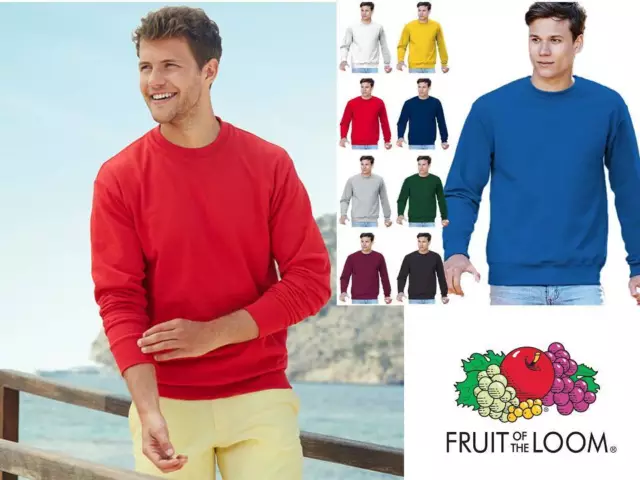 Felpa Da Uomo Felpata Fruit of The Loom Girocollo Cotone Set In Personalizzabile
