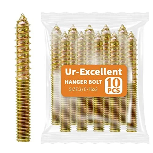 10 Pack 3/8-16 x 3 Inch Hanger Bolts Double Headed Bolts Self-Tapping Screw H...