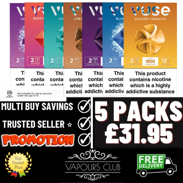 Vuse ePod vPro Cartridges Refills 5 x packs | All Flavours | £6.39 Per Pack