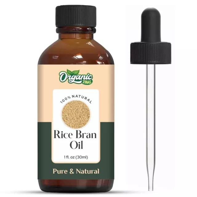 Organic Zing Rice Bran 100% Pure & Natural Carrier Oil - {30ml/1.01 Fl Oz}