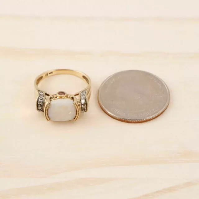 3CT OVAL LAB Created Opal Diamond Women's Wedding Ring 14k Yellow Gold ...