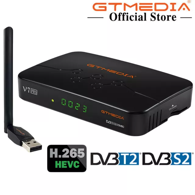 GTMEDIA V7PRO PVR Twin Tuner DVB-T2 S2 FTA HEVC Satellite HDTV Receiver+USB WIFI