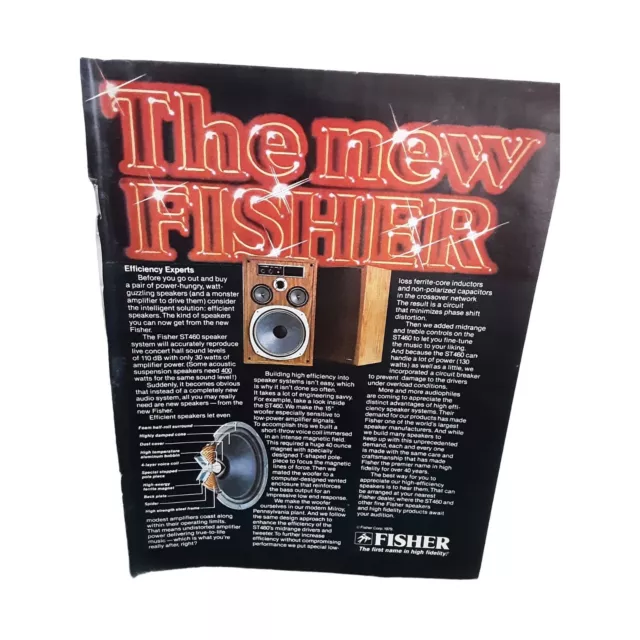 Fisher Stereo Speakers vintage 1980 Magazine Print Ad