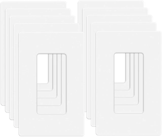 MLLIZH 10 Pack 1-Gang Screwless Wall Plate, Decora Outlet Cover Plates, 4.57” H