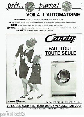 PUBLICITE ADVERTISING 037  1964   machine à laver Candy  superautomatic 5 