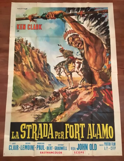 MANIFESTO 4F,L,LA STRADA PER FORT ALAMO MARIO BAVA KEN CLARK Italian western