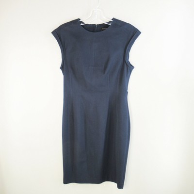 Banana Republic Dress Women 12 Navy Blue Sheath Short Cap Sleeve Career Cocktai