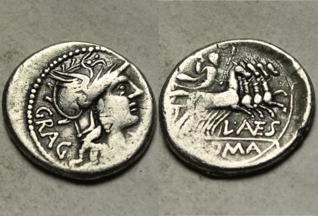 Rare ancient Roman silver coin Antestia Gragulus 136BC Denarius Jupiter quadriga 3