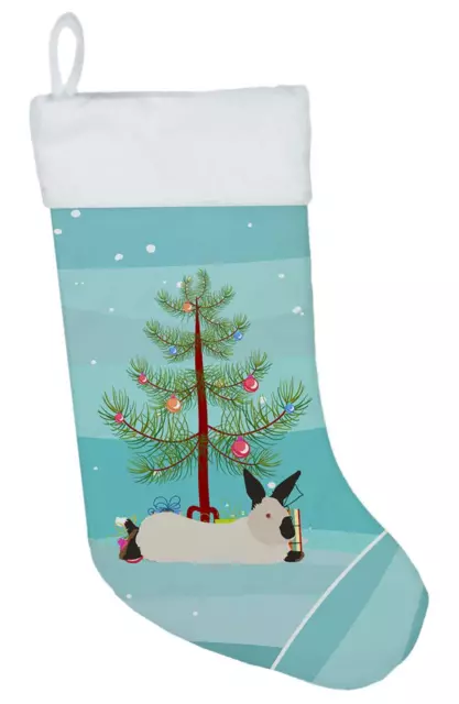 Carolines Treasures California White Rabbit Christmas Christmas Stocking, Teal F