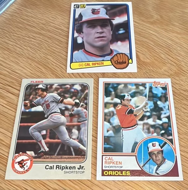 1983 Cal Ripken Jr 3 Card Lot Topps #163 Donruss #279 Fleer #70