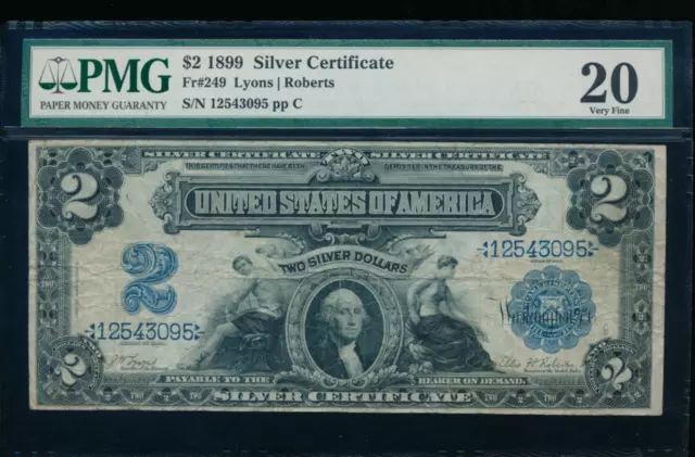 AC Fr 249 1899 $2 Silver Certificate PMG 20