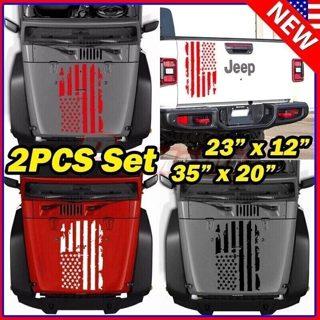 Set of 2 US Distressed American Flag Sport Vinyl Decal SUVTruckHoodRVTrailer 3