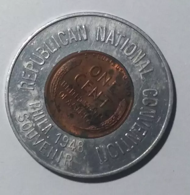 Republican National Convention Phila. 1948 Souvenir Encase Cent NYC (BZ-515)