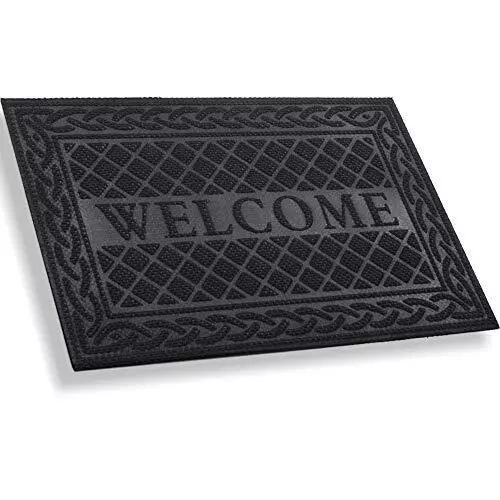 Durable Door Mat, Heavy Duty Rubber Doormats, Welcome Mats, 24"x36" Black