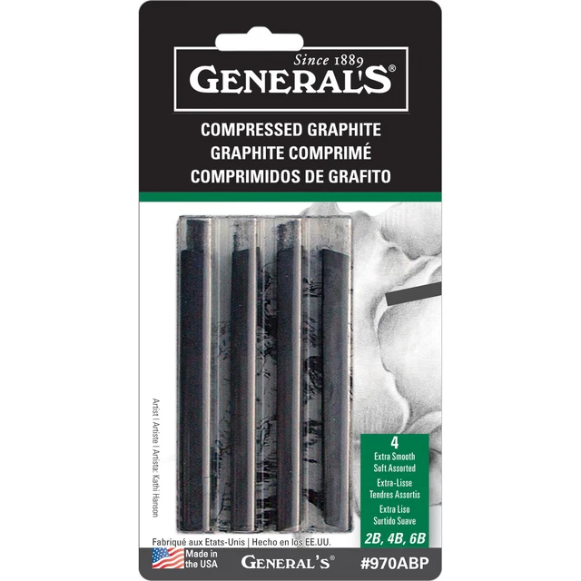 Palos de grafito comprimidos 4/paquete-negros 2B, 4B y 6B -970ABP