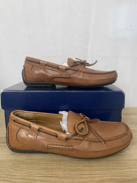 Polo Ralph Lauren Roberts Brown Leather Driver Men's Shoes Sz 8D