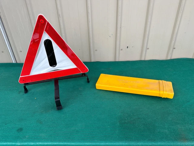 Vintage German Warndreieck Road Hazard Warning Triangle Reflector Sign with Case