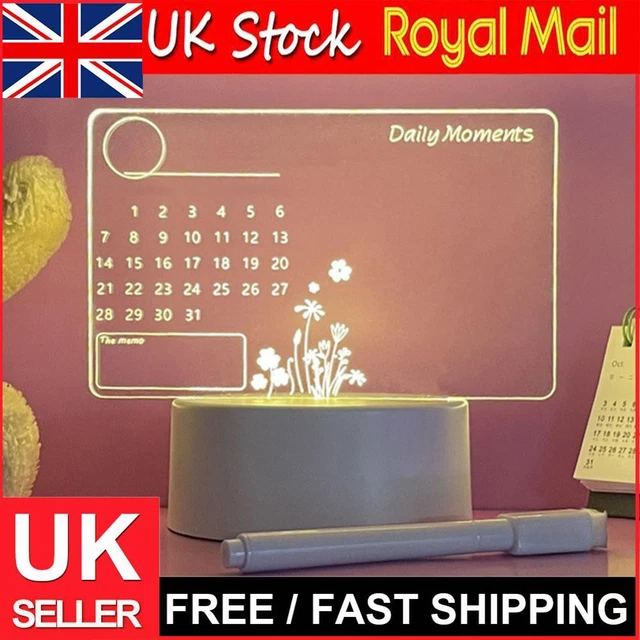 ACRYLIC DIY NIGHT Light Lightweight Calendar Board Bedroom Lamp Home