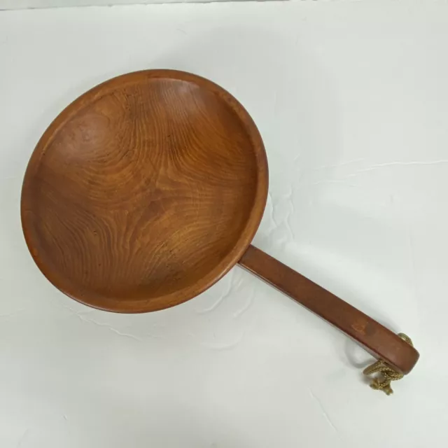 Munising Vintage Wooden Footed Bowl With Handle Mid Century Farmhouse Vintage