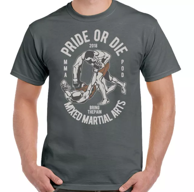 T-shirt Pride or Die da uomo divertente MMA allenamento top boxe Muay Thai UFC Judo