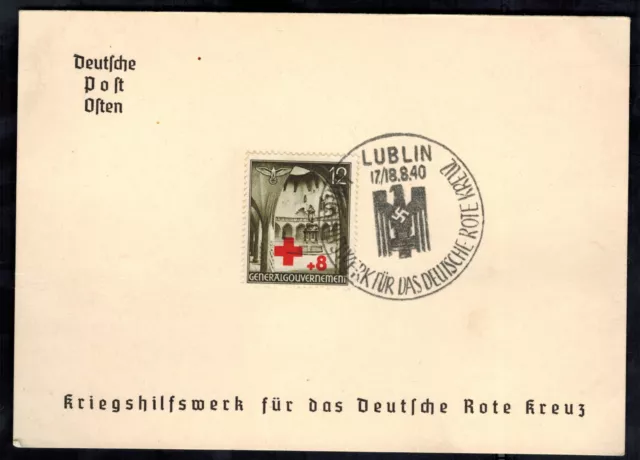 1940 Lublin Poland Germany GG Souvenir Postcard cover War Relief for Red Cross