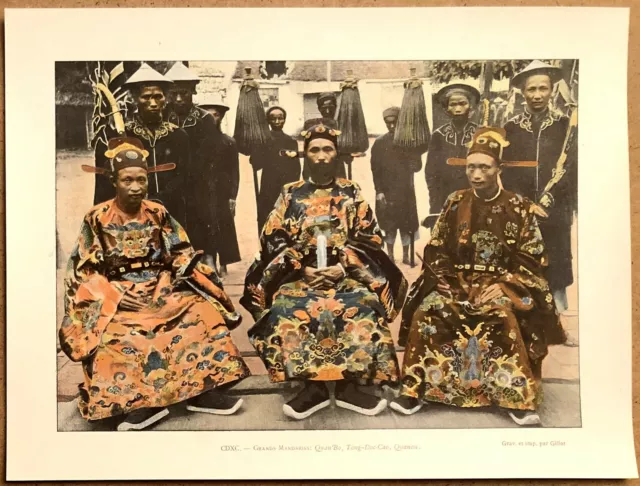 TONKIN Trois Grands Mandarins - Photochromie fin 19ème  gravure  Vietnam