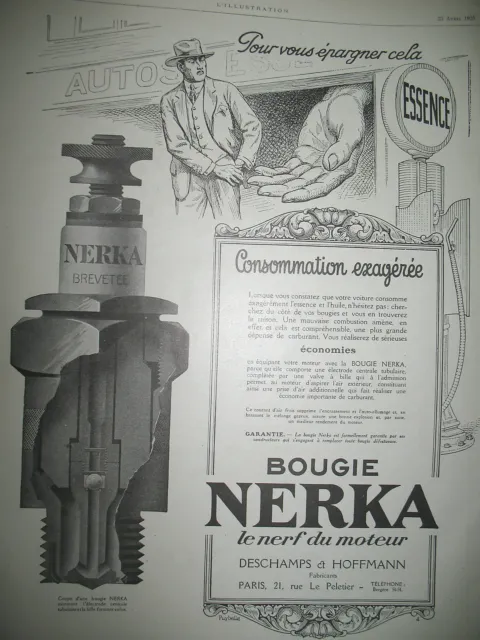 Publicite De Presse Nerva Bougie Le Nerf Du Moteur French Advertising 1925