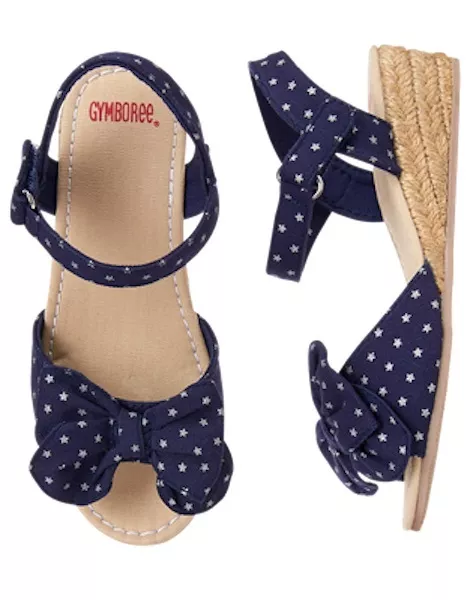 NWT Gymboree July 4th  Navy Blue Polka Espadrille Wedge Sandals Shoes Girls