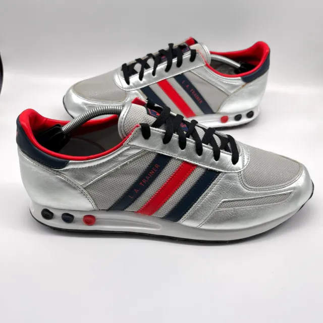 Adidas LA Trainer Silver Red Black Trainers UK Size 12.5 Mens Shoes Very Rare