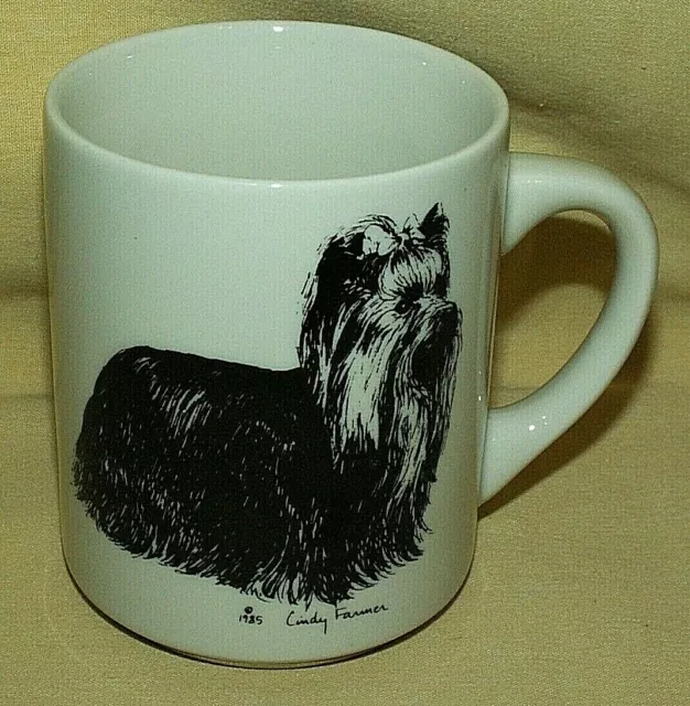 Yorkshire Terrier Mug Yorkie Dog Puppy Cindy Farmer 1985 Coffee Tea Cup Black.