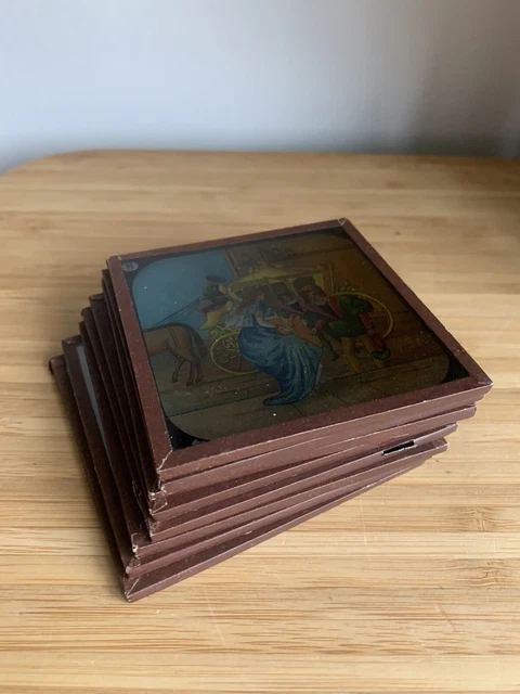 Magic Lantern Slides Cinderella C1900 Victorian Glass History 8 Eight Colour