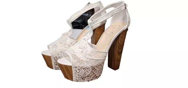 Jessica Simpson Womens Dany 3 Floral Heeled Platform Sandals, White, 9 M US 2