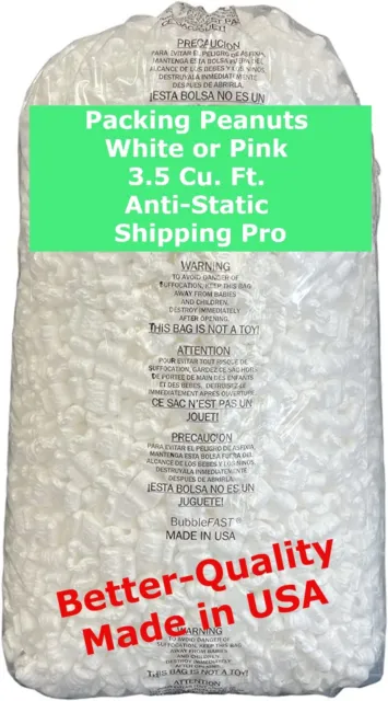 Bubblefast! Brand 3.5 Cu. Ft. (22.5 Gallons) Anti-Static Packing Peanuts Popcorn
