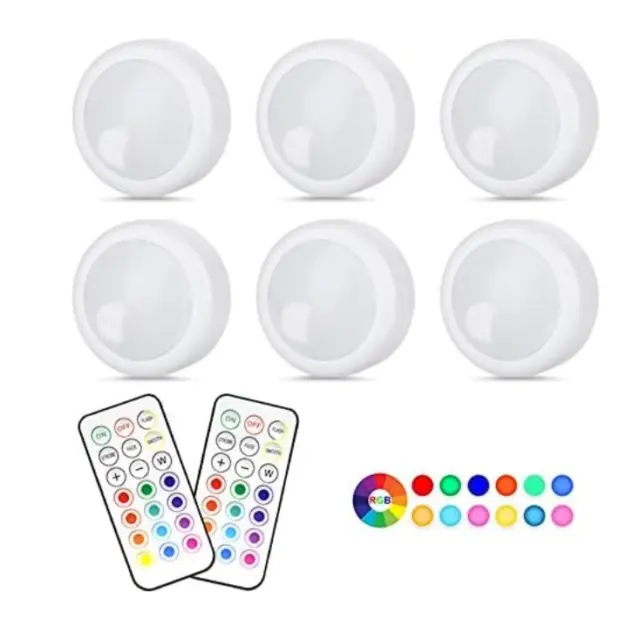 Puck Light 2 Remote Control RGB 13 Colors Changing LED Wireless Battery Powered