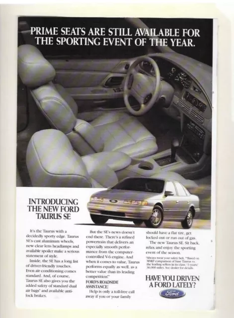 1995 Ford Taurus SE "Prime Seats Are Still Available" Print Automobile Car Ad