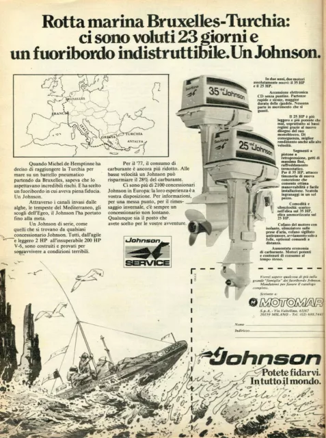 Pubblicita' Originale D'epoca 1977-  Johnson Motori Marini Vintage