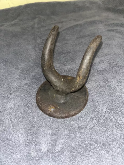 Vintage Unusual Cast Iron Double Prong Tack Hook #K287