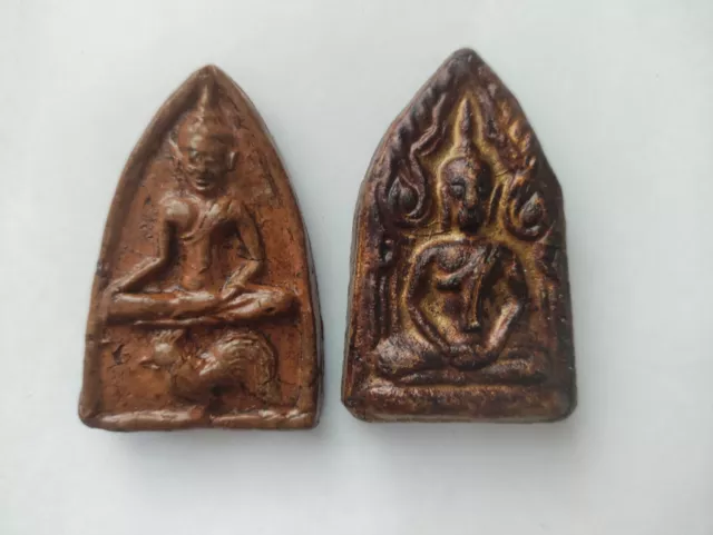 Lot Of 2 Thai Buddha Amulets Talismans Great Mercy And Protection