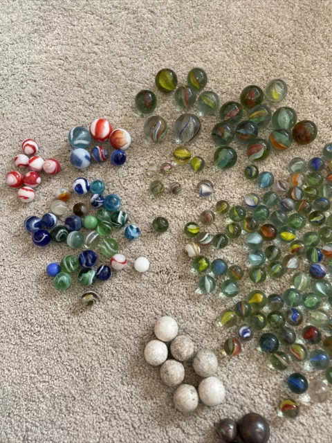 Job Lot of Vintage Glass Marbles - Various Colors & Sizes