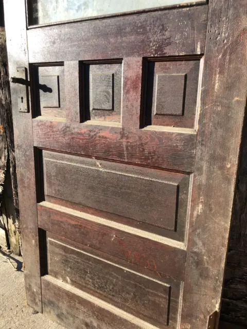 30x76” Unpainted Half-Glass Victorian Entry Door with Original Hardware 3